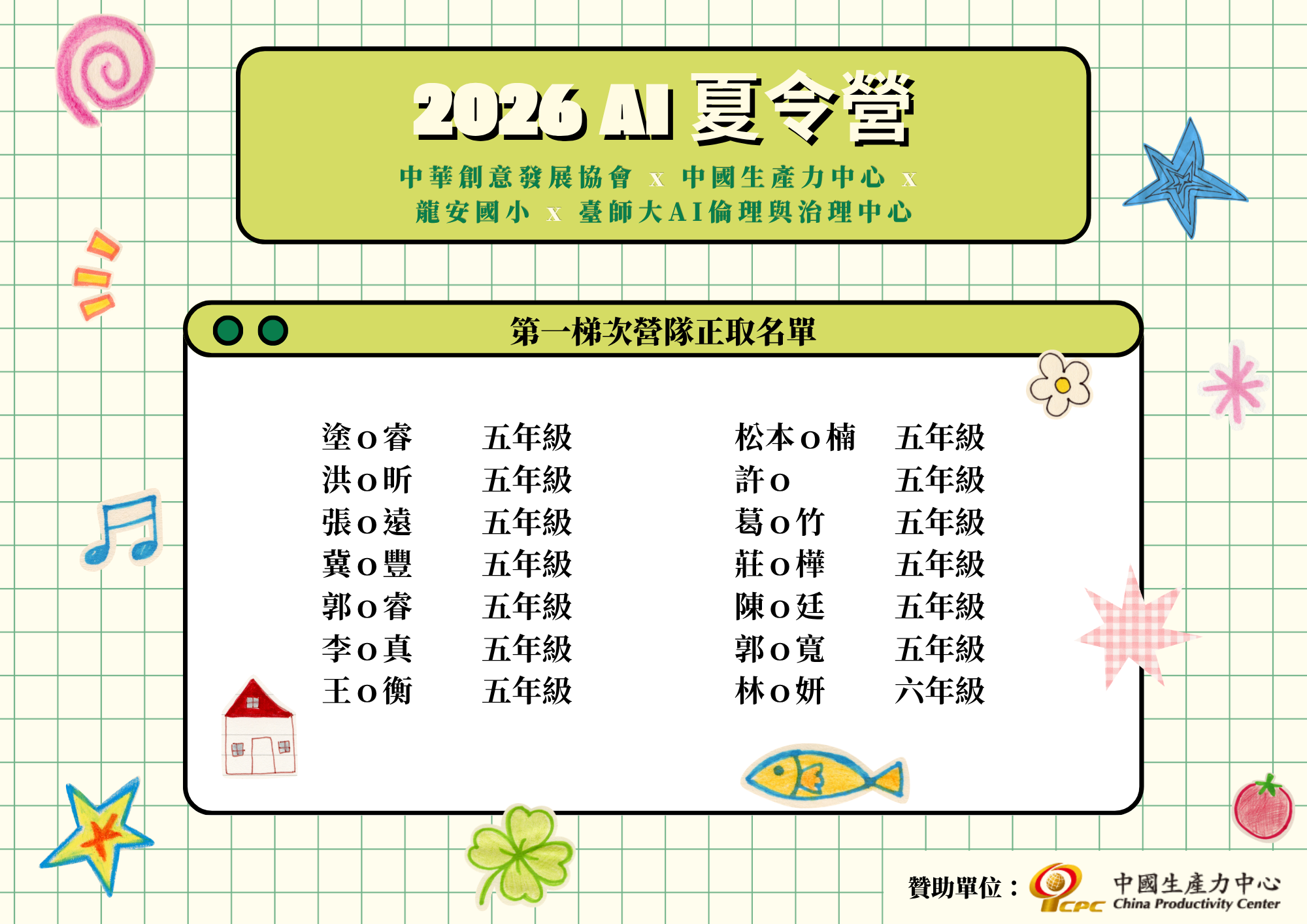 第一梯次正取名單